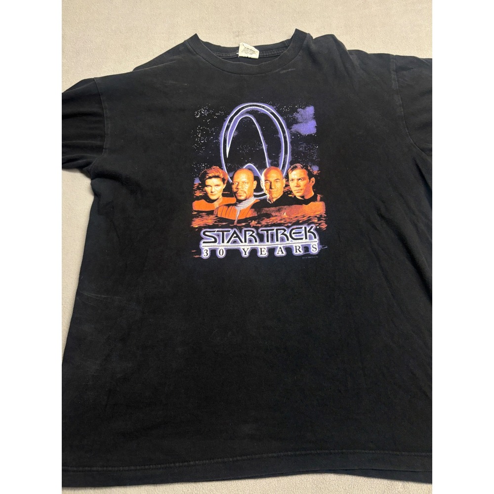 Vintage Star Trek 30 Years Anniversary T-Shirt Black Large Screen Champ 90s